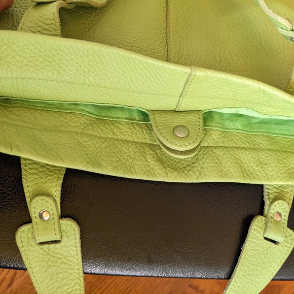 Y2K Claudia Firenze Genuine Leather Lime Green Purse - Picture 8 of 10